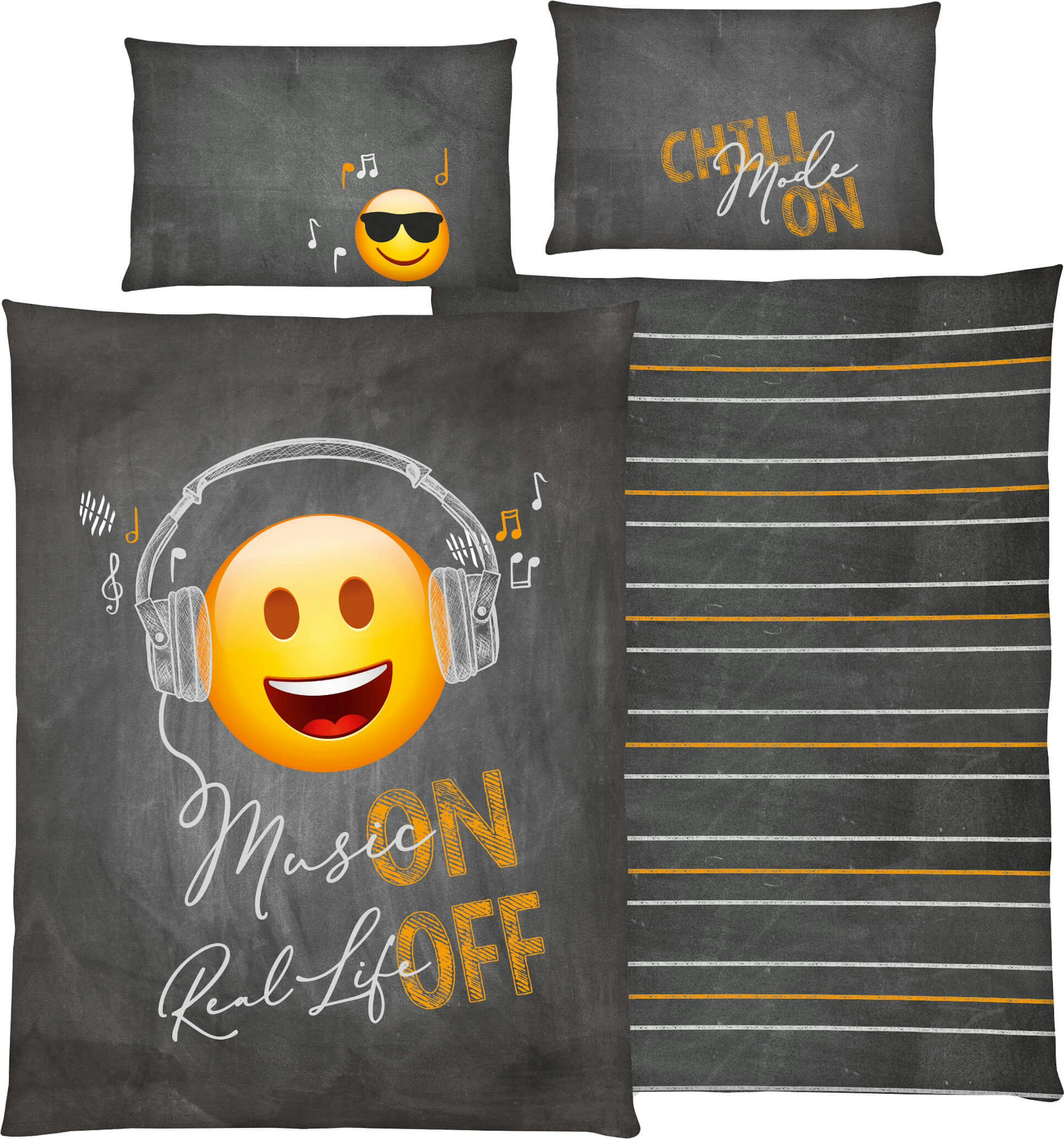 Bettwäsche Emoji «Music On, Real Life Off» Bettwäsche Emoji «Music On, Real Life Off»