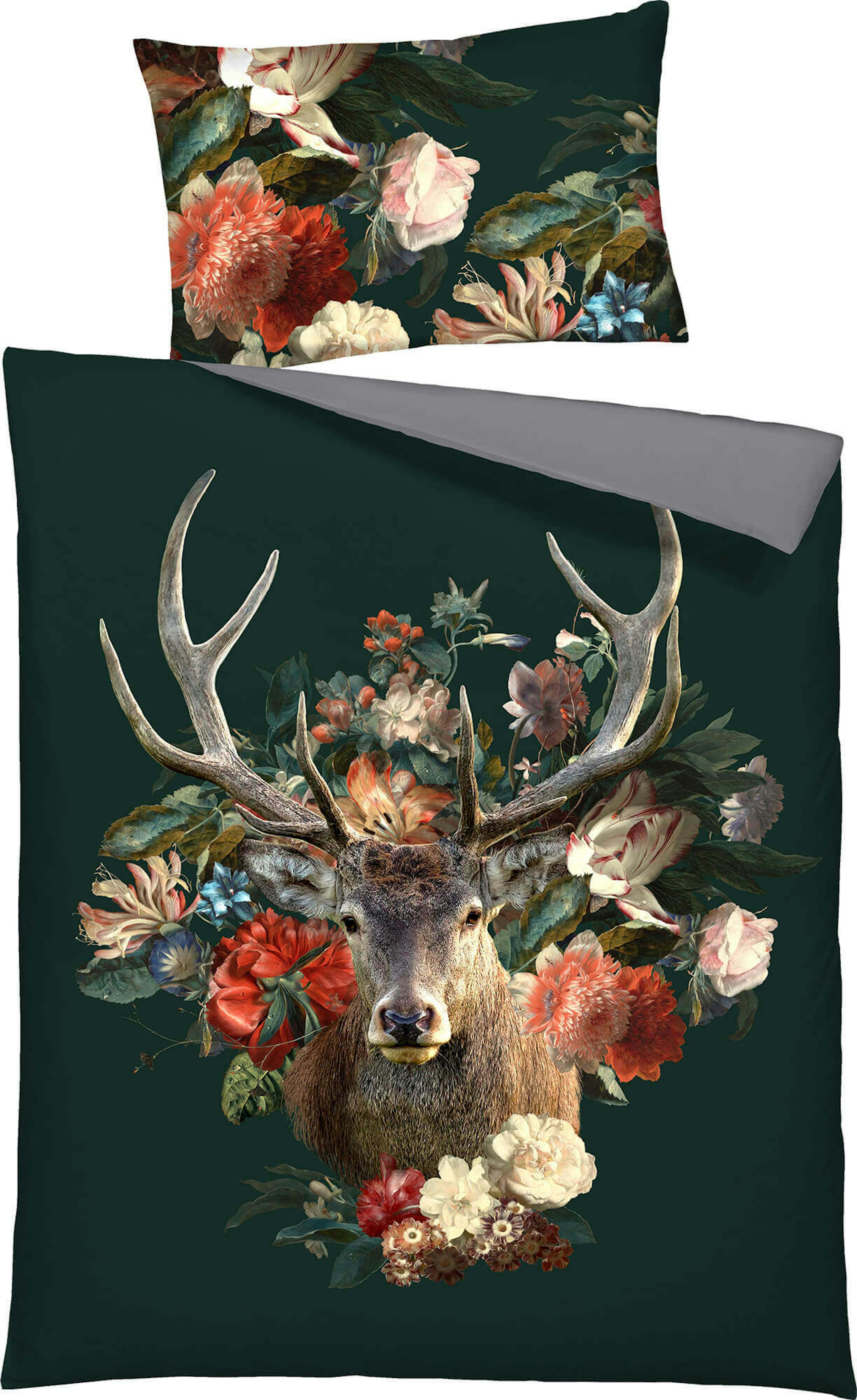 Bettwäsche Hirsch mit Blumen