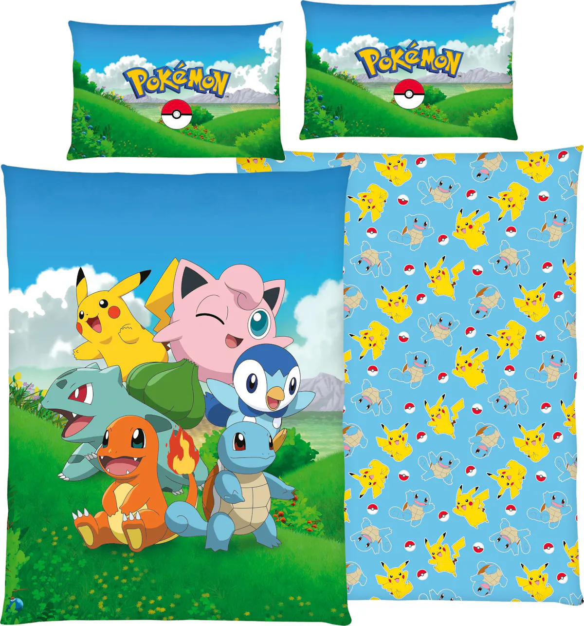 Kuschelige Bettwäsche Pokémon für kleine und grosse Fans - inkl. Pikachu & Co. - Grösse 65x100cm Kissen, 160x210cm Decke