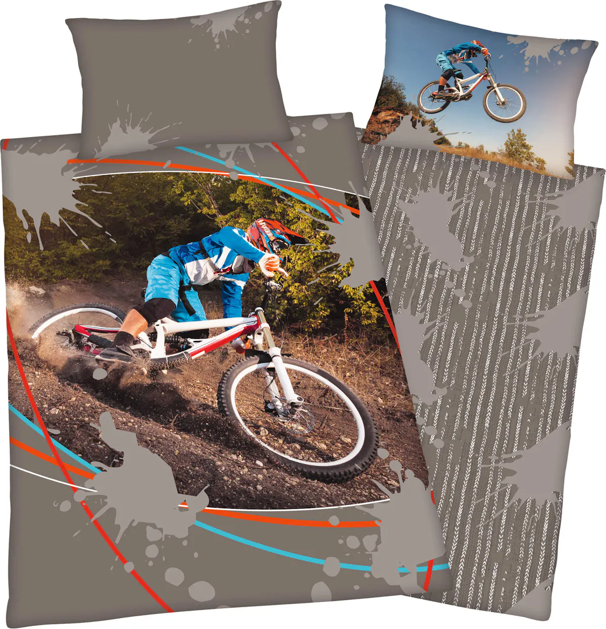 Bettwäsche Mountainbike | 100% Baumwolle | Actiongeladene Motive