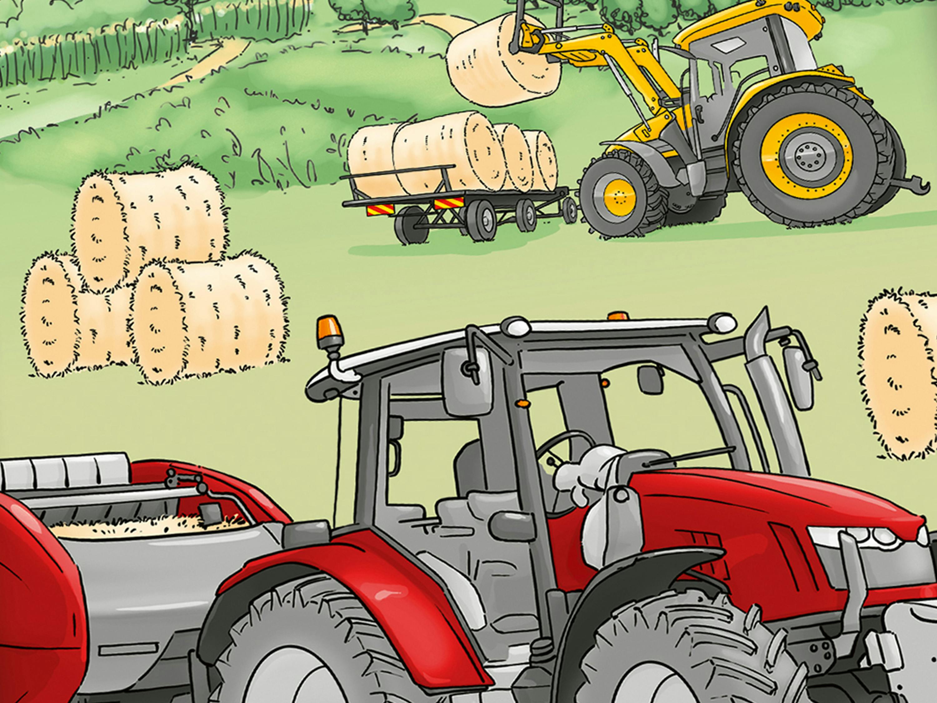 Bettwäsche Traktor auf dem Feld