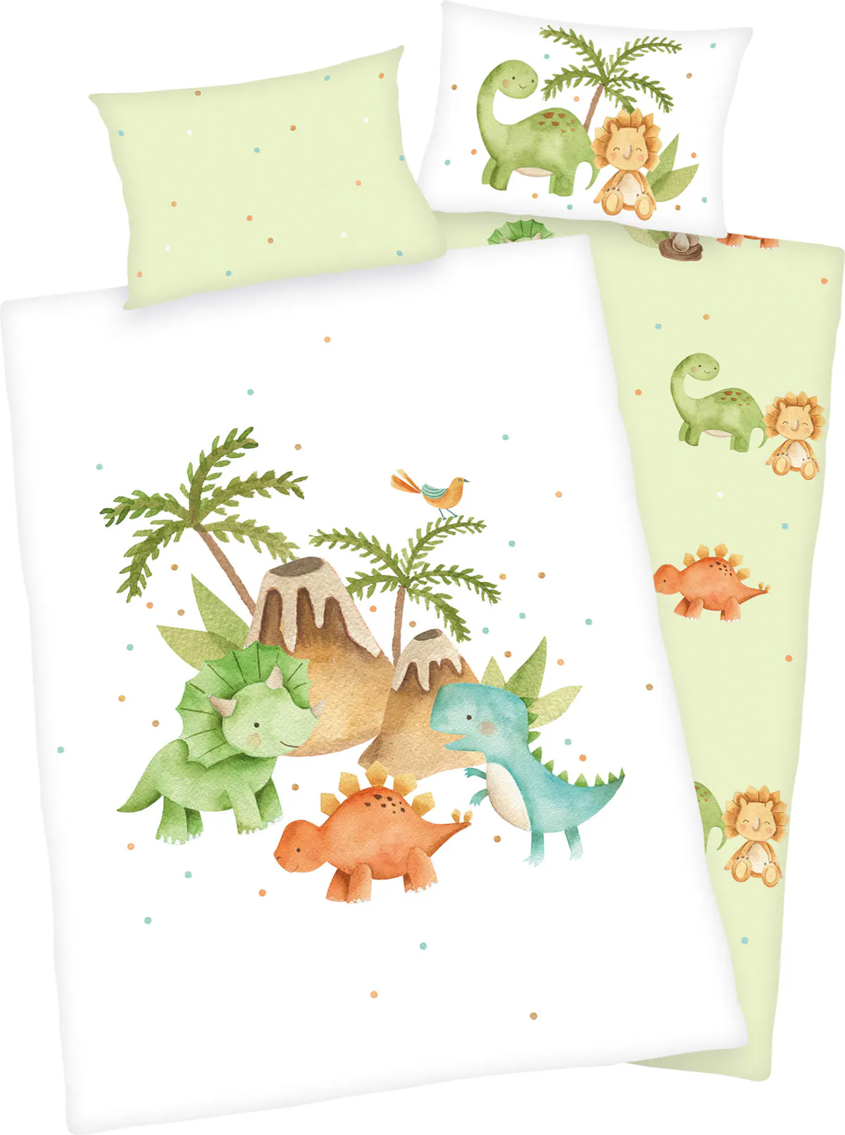 süsse Baby-Bettwäsche mit Dinosauriern!