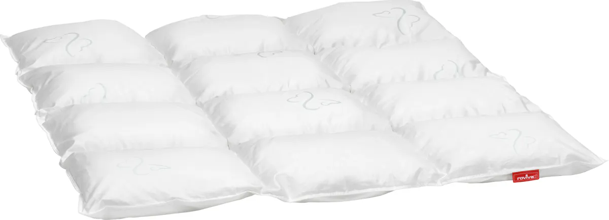 Kinderdecke roviva piccolo: Daunendecke (70x140cm) für erholsamen Schlaf - zertifizierte Qualität & hygienischer Bezug.