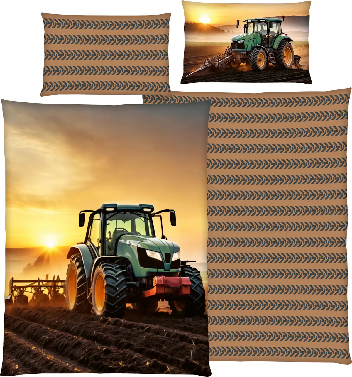 Bettwäsche Young Collection Traktor | 100% Baumwolle | Wendebettwäsche mit Traktormotiv